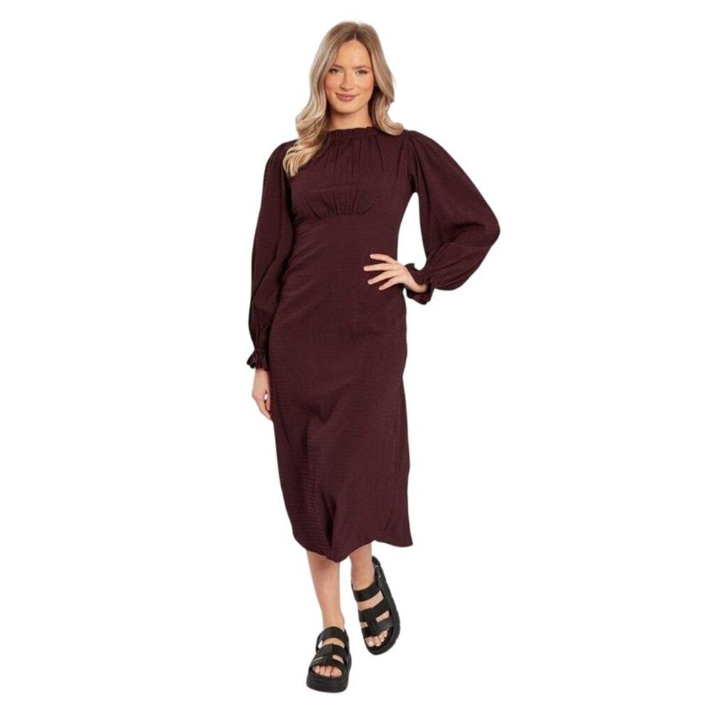 Violet Romance Womens/Ladies High-Neck Midi Dress / Chocolate